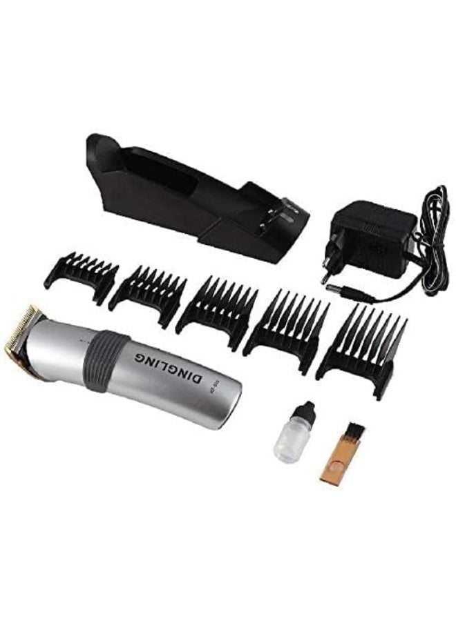 دينجلينج ماكينة حلاقة احترافية فضية اللون للبالغين والأطفال، مع شاحن USB لاسلكي - Image 3